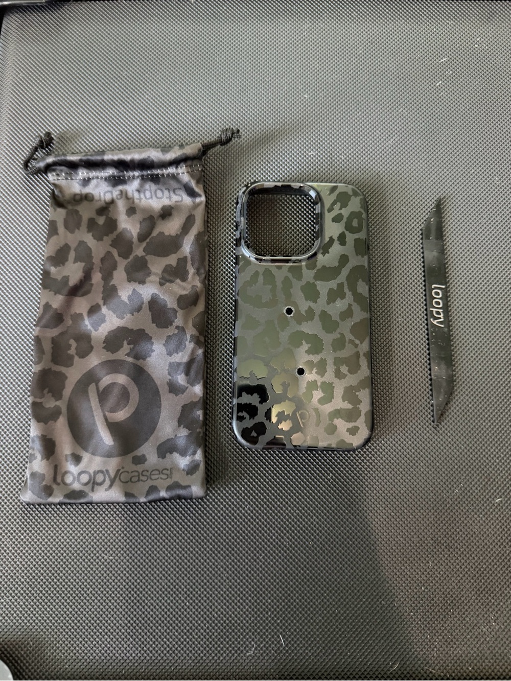 Loopy Case Black Leopard Print Phone Case with Loop IPhone 15 Pro